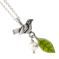 Blackbird Leaf and Pearl Necklace