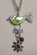 Flower-bird necklace