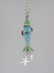 sky blue fish pendant