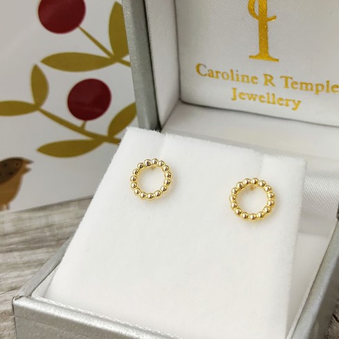 NEW solid gold granulated studs
