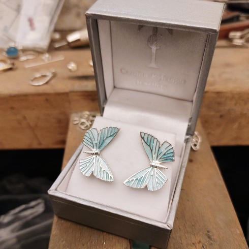 NEW aqua butterfly studs