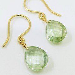 NEW solid gold and green amethyst rose cut earrings