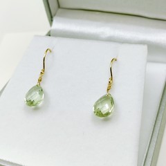 NEW solid gold and green amethyst rose cut earrings