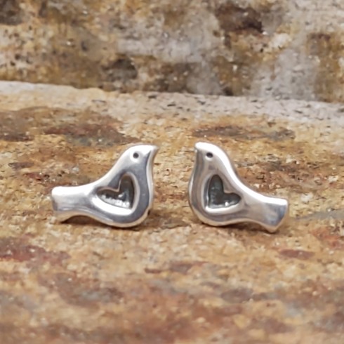 Lovebird oxidised studs