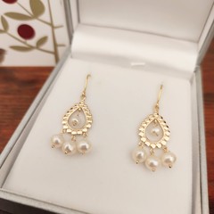 Gold and seed pearl Celeste earrings 