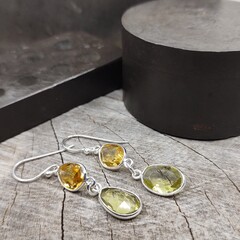 Citrine and lemon quartz Asymmetrical Drops