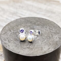 Pearl and Amethyst Duo Stud