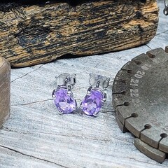 Oval Rose de France Amethyst studs