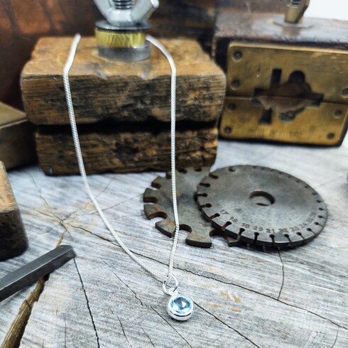 Blue Topaz Birthstone Pendant March