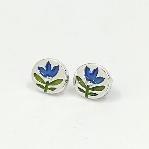 Mazarine blue tulip studs