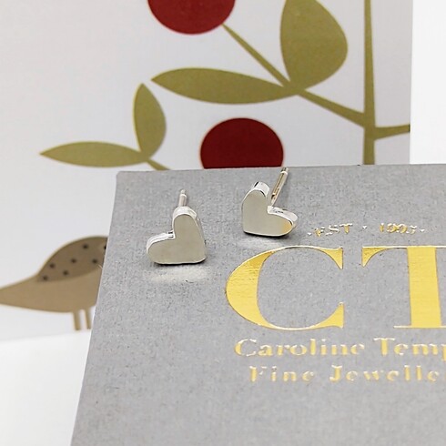 Little chunky hammered heart studs