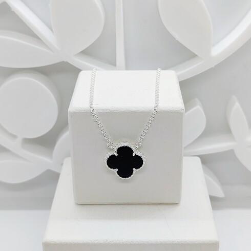 Black Quatrefoil pendant