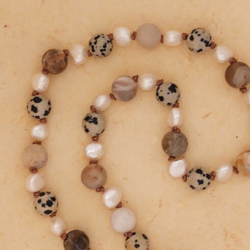Jasper and pearl hand knotted