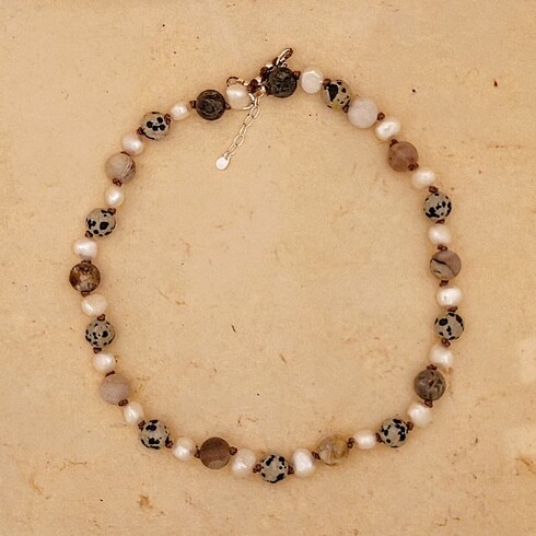 Jasper and pearl hand knotted