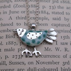 Blue Enamel Bird Pendant