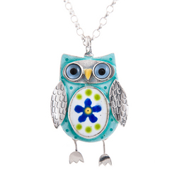 Large Enamel Owl Pendant