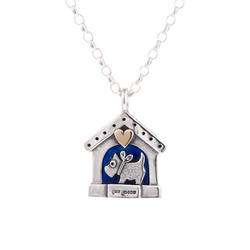 Blue Enamel Doghouse Pendant