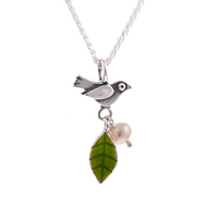 Blackbird Leaf and Pearl Necklace
