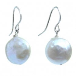 White Penny Pearl Earrings