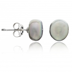 Silver Grey Irregular Pearl Studs