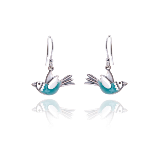 Aqua flying bird drop earrings