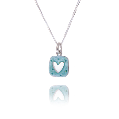 Aqua silver heart