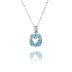 Aqua silver heart