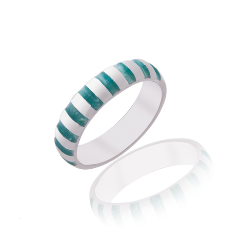 Aqua Striped Ring