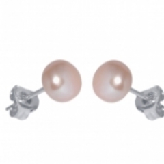 Pink pearl button studs
