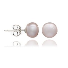 Pink pearl button studs