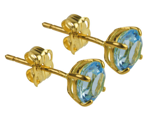Solid gold and blue topaz studs
