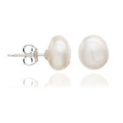 Irregular white freshwater pearl studs