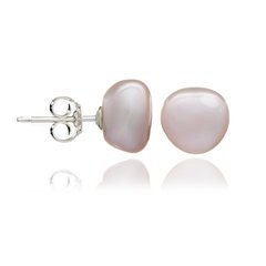 Irregular pink freshwater pearl studs