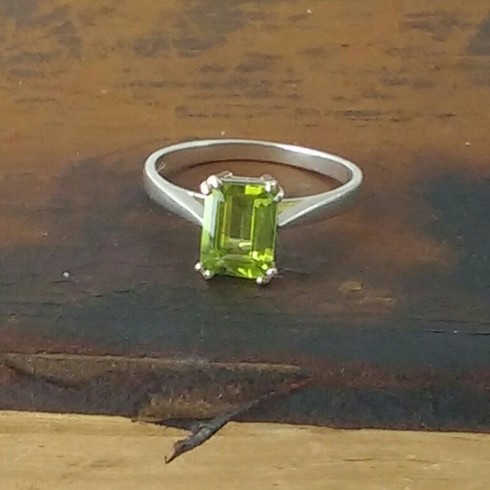 Emerald Cut Peridot Ring