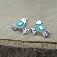 Aqua baby bird studs