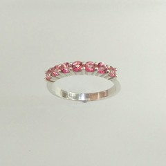 Pink topaz seven stone stacking silver ring