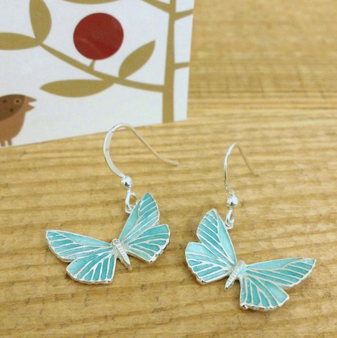 Butterfly blue drop earrings